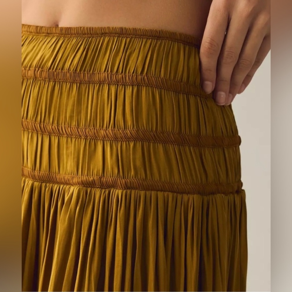 Anthropologie Mustard and Brown Midi/Maxi Skirt - Picture 6 of 10